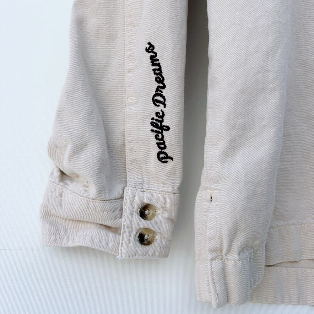 Rip Curl Women’s Embroidered Pacific Dreams Shacket Cream Button Down Large - Picture 5 of 11